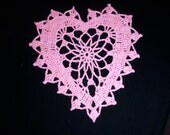 Crochet Heart Doily Cotton Candy Pink
