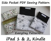 PDF Side Opening Sewing Pattern for iPad and Kindle, 3 Designs in 1--with 1 pocket, 2 pockets, and/or a ruffle