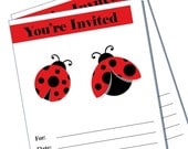DIY Lady bug party invitation - blank -  Printable
