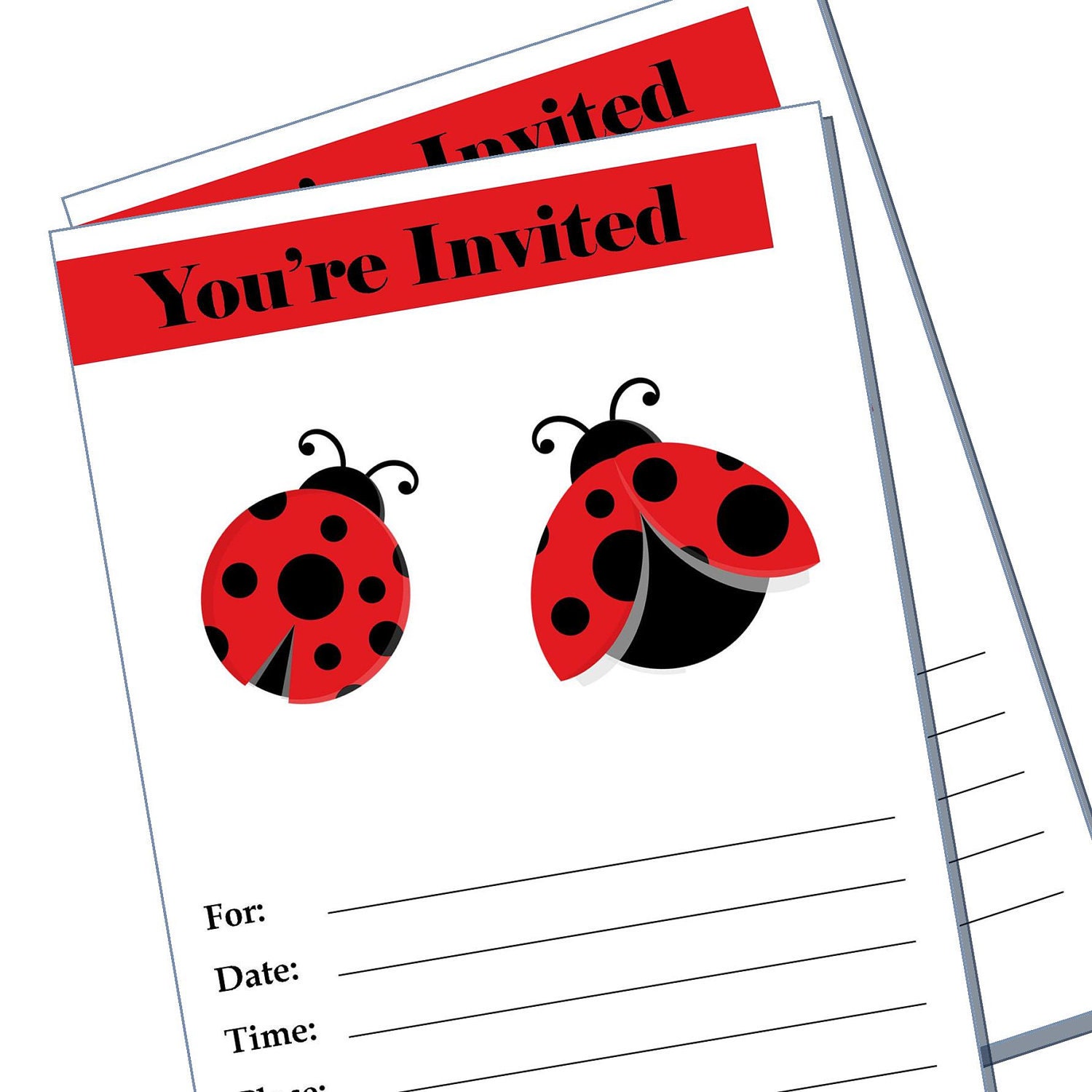 DIY Lady bug party invitation - blank -  Printable