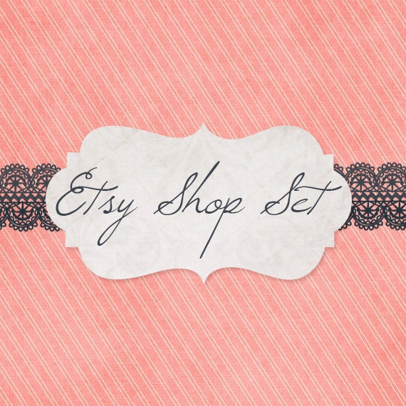 Professional Premade Etsy Shop Set -Simply Lace (Banner, avatar, placeholders)