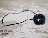 Baby Headbands.Newborn Headband..Baby Girl Headbands..Infant Headband..Black Flower Headband.Perfect photo prop