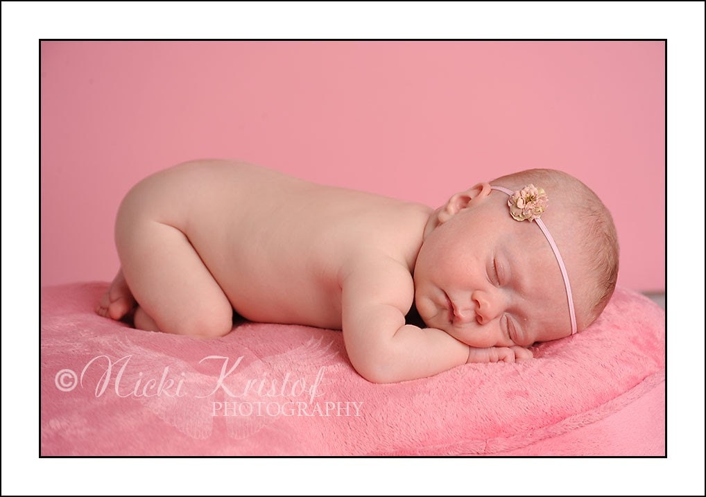 Newborn headband..Baby Headband..Vintage Inspired Pink Flower Headband..Newborn Photo Prop..Baby Girl Headband