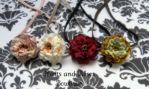 Newborn Headband..Baby headband..Vintage Inspired Flower Headband Set..Baby Girl Headbands..Photo Prop