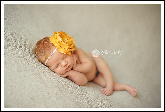 Baby Girl Headbands..Baby Headbands..Orange Ruffle Flower Headband..Newborn Headbands..Baby Bow Headband..Any Size