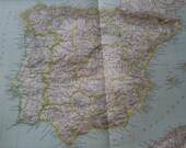 Antique Map of Spain and Portugal - 1891 Large map of Spain and Portugal