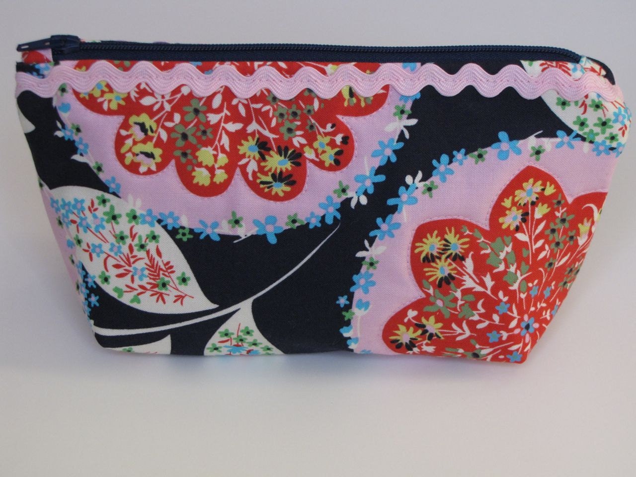 Makeup Bag,  Amy Butler designer fabric, Quilted Zipper Bag, Cosmetic case, Toiletry holder, Tampon holder, READY TO SHIP