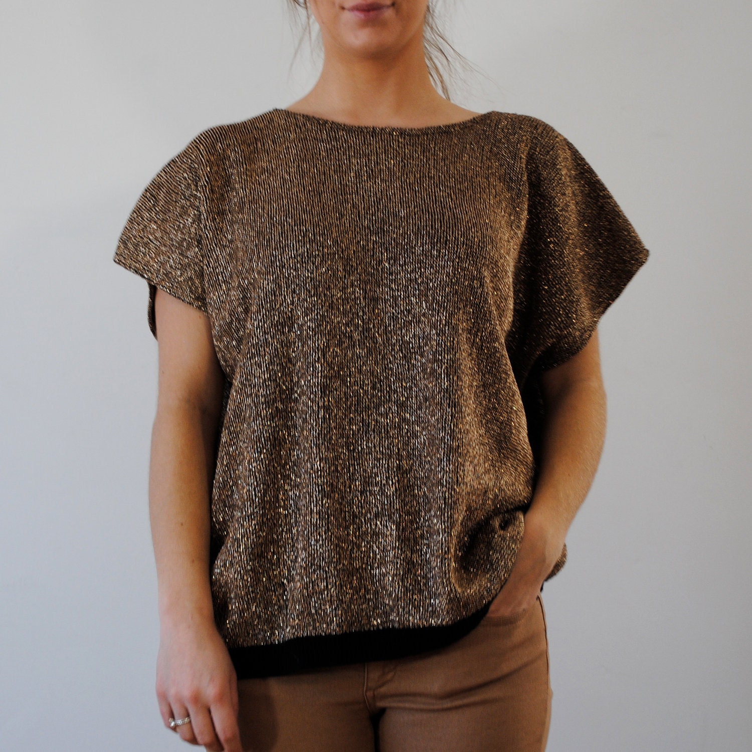 vintage sweater / gold sparkle (l-xl)