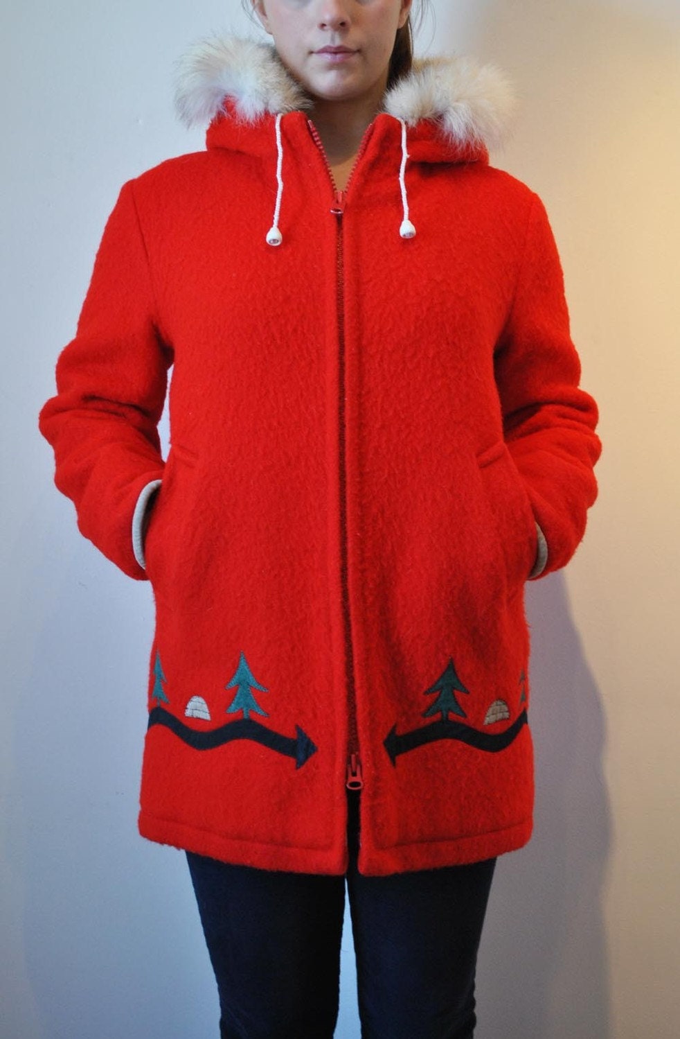 Red Authentic Hudson S Bay Company 100 Virgin Wool Coat