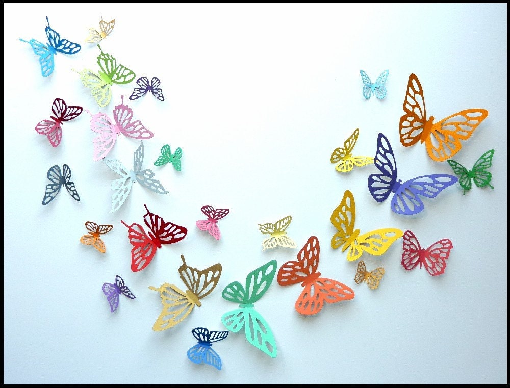 3D Wall Butterfly - 60 Colorful Butterflies for Nursery, Wedding, Home Decor
