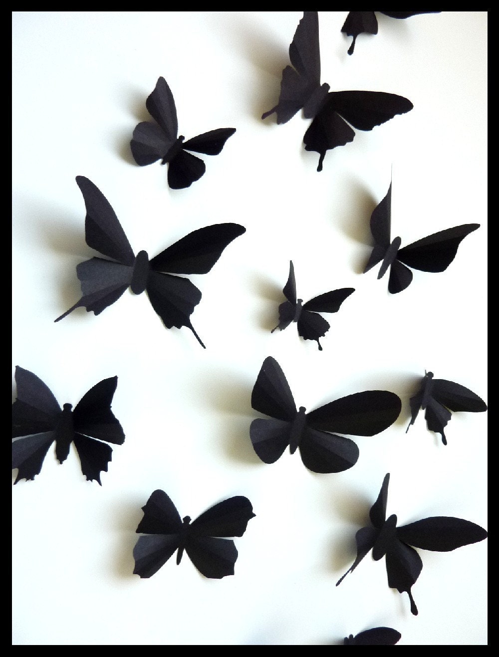 3D Wall Butterflies 30 Assorted Black Butterfly by BugsLoft