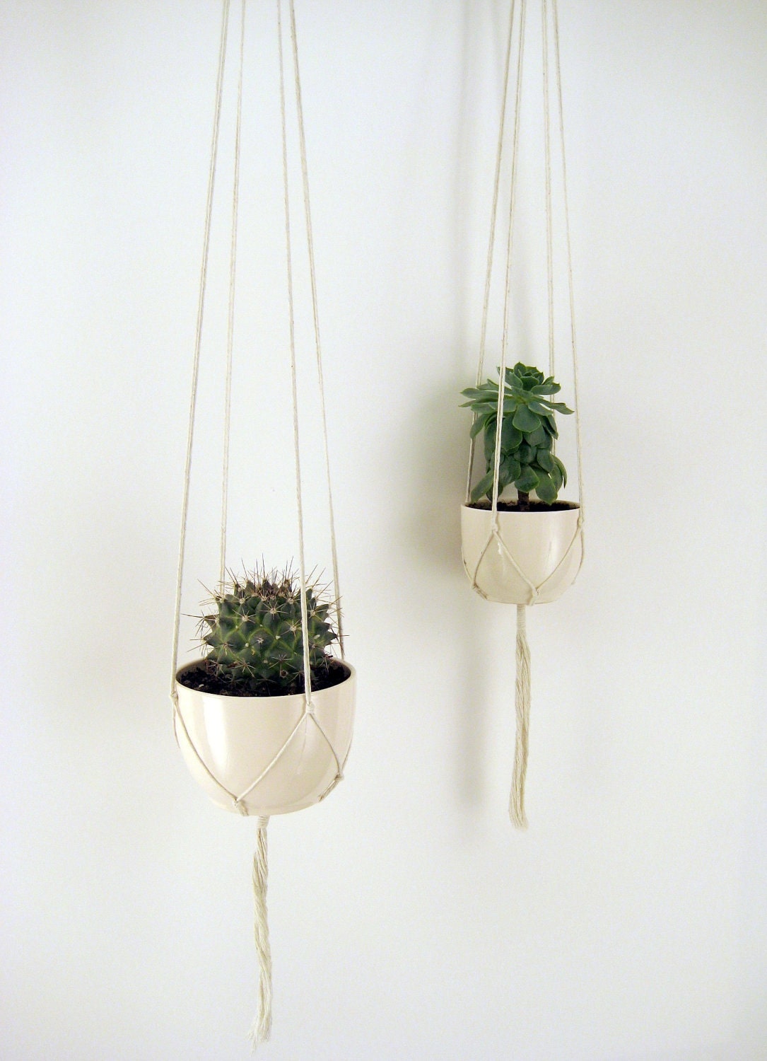 Minimalist Plant Hangers Without Beads - Set of 2 - Cotton Twine, 43 inches/109cm's long and 36 inches/91cm's