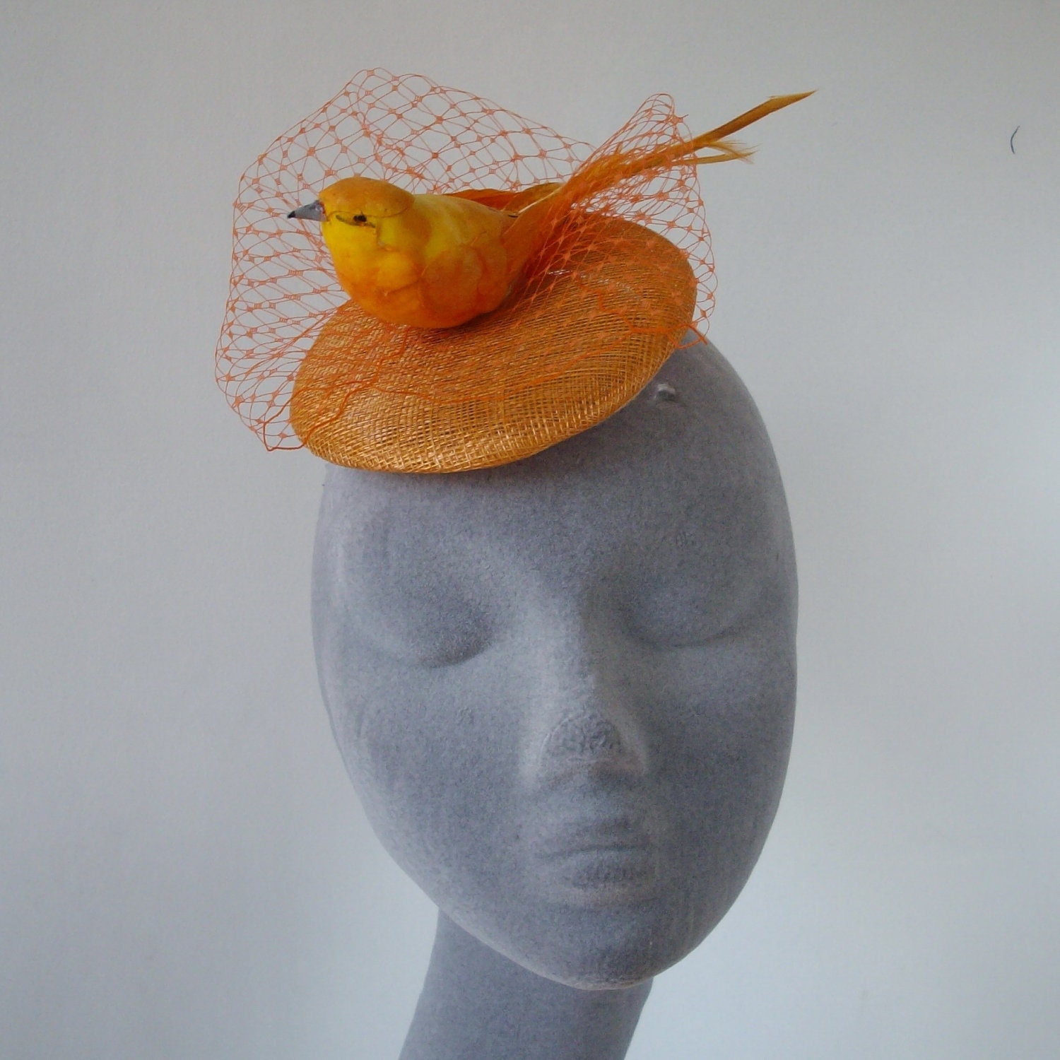 Orange Bird Fascinator-Large