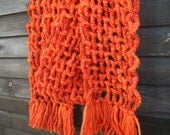 Orange Multicolor Crochet Wool Scarf Autumn Winter by dodofit on Etsy