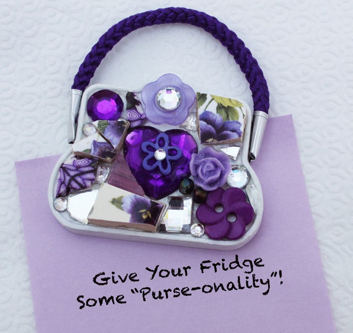 Mini Mosaic Purse Magnet - Purple