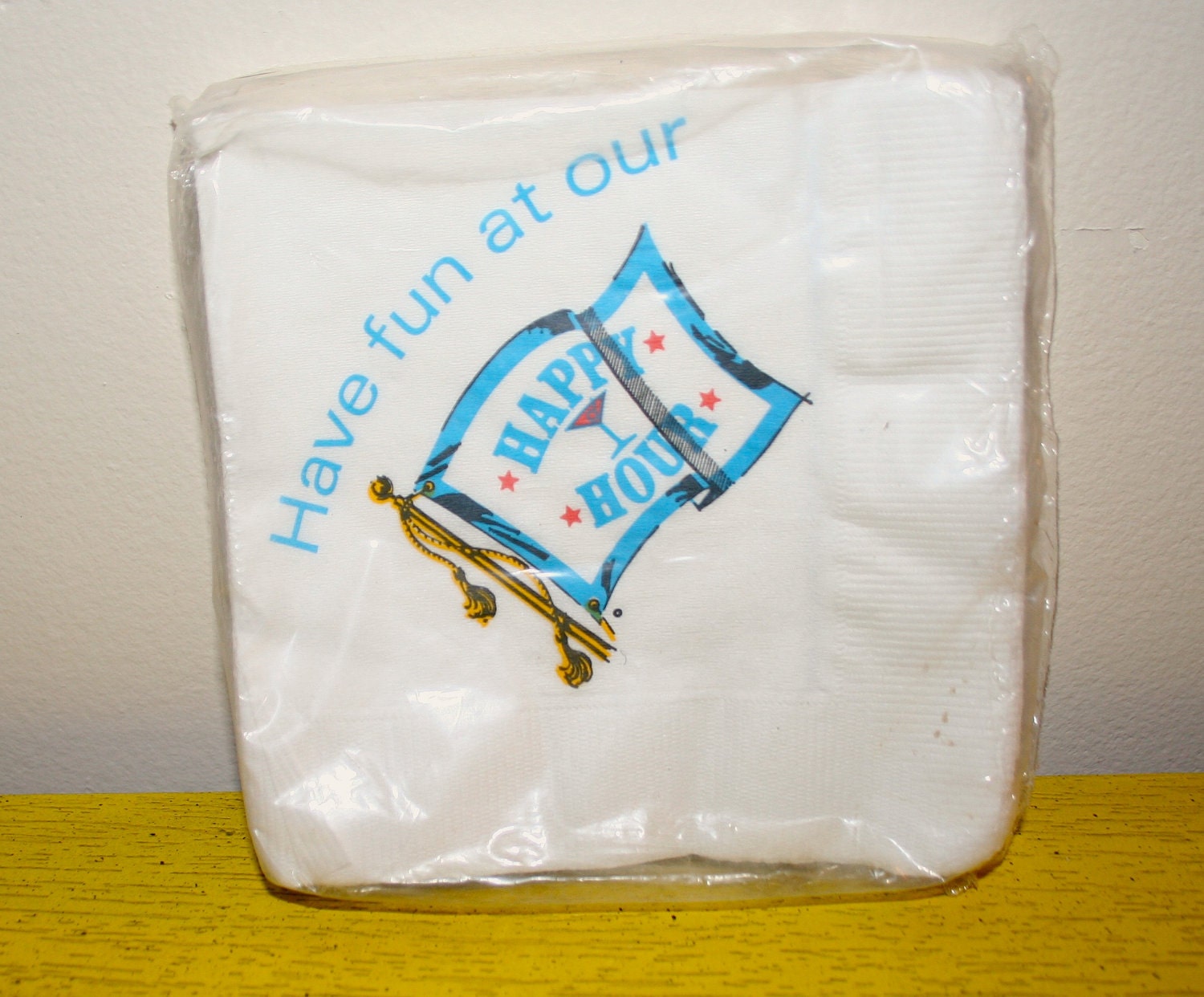 Vintage Happy Hour bar cocktail napkins NOS unopened 1968 1960s