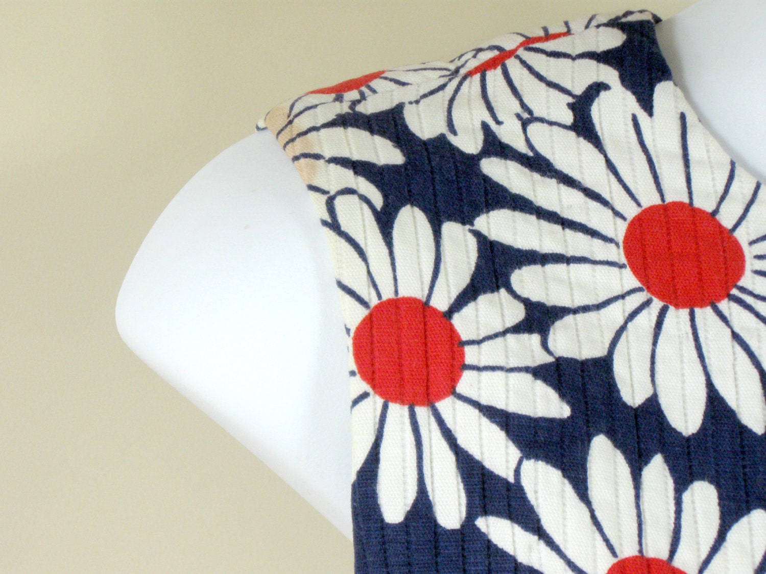 RESERVED for Maya/// 60s Mod Daisy Jumper Romper Red White Blue Floral Sleeveless Womens Medium