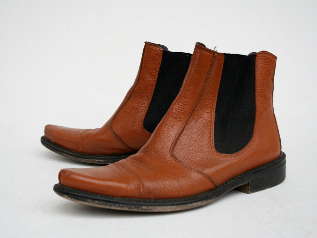 Vintage Ankle Boots Chelsea Style in Toffee Brown 1980s