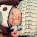 Baby Boy Crochet PUPPY DOG HAT- Made to Order- Newborn-5T- White, Brown, and Light Blue