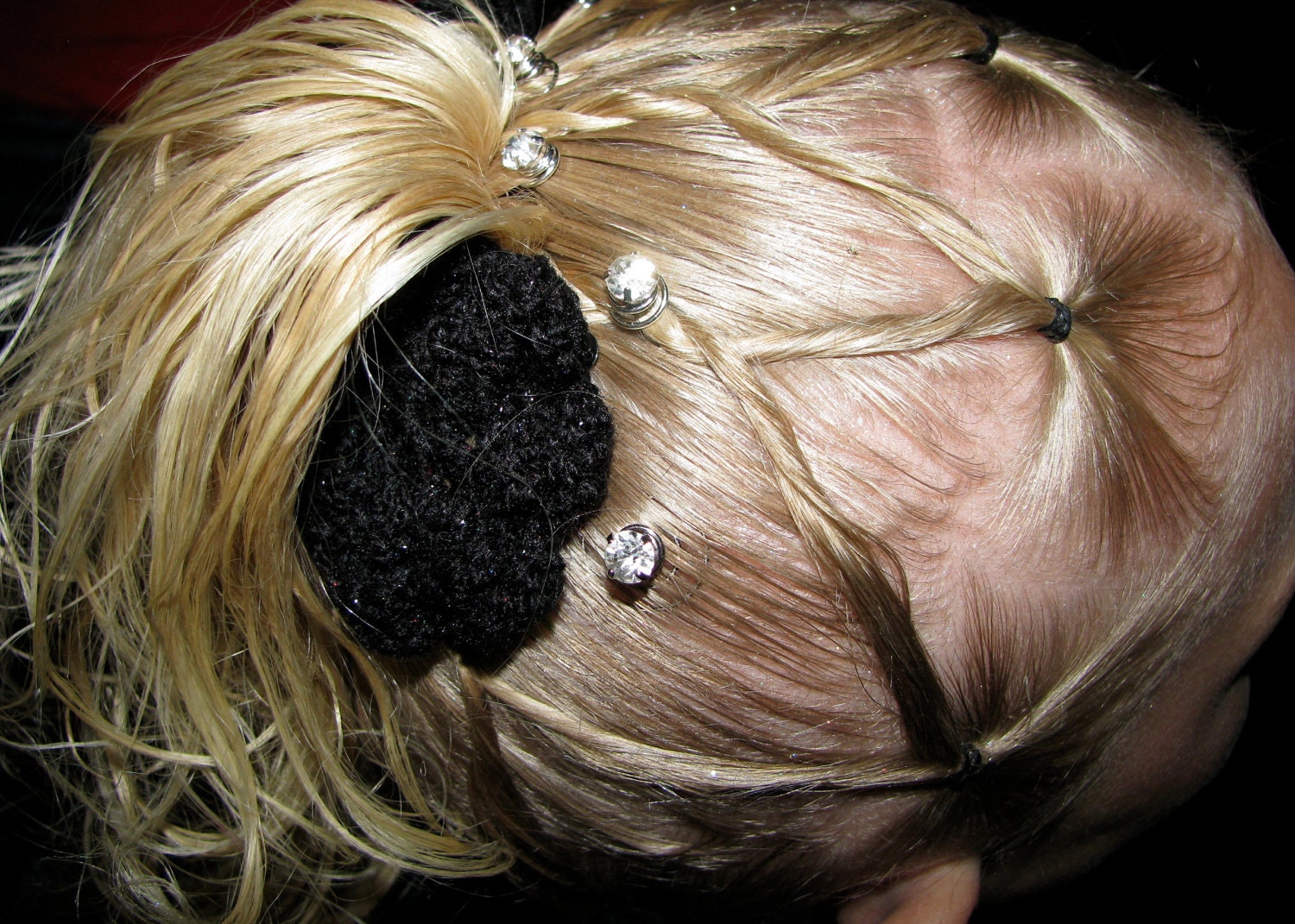 Dainty Glamorous Crocheted Blossom Barrets for Child's Holiday Accessory