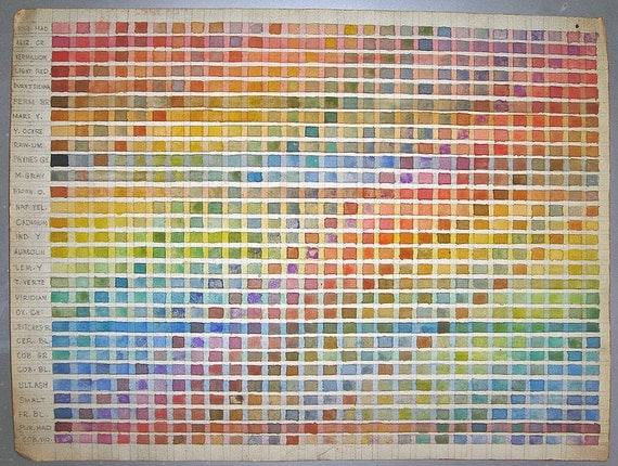 Vintage Original Watercolor Study - Color Scale