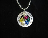 Sterling Silver Hand Stamped Washer Style Mother's Necklace - Five Names