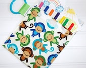 Travel Artist Pouch crayon roll wallet in Zoologie Monkey's  perfect birthday gift   party favor bag
