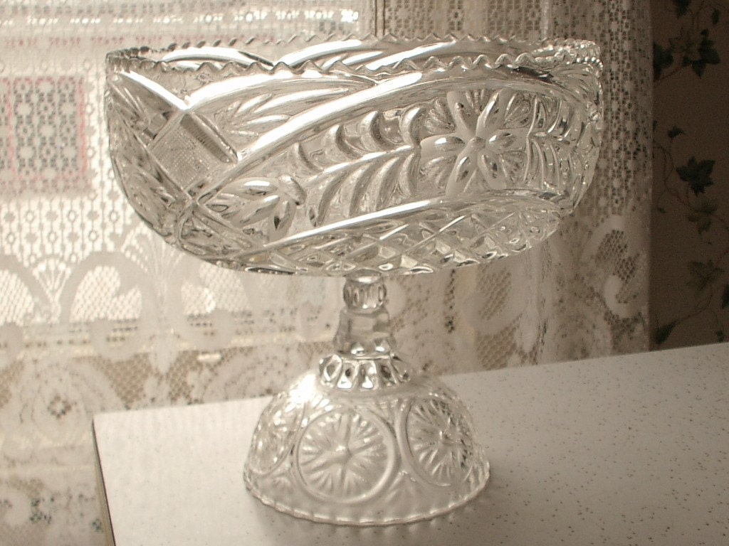 vintage wedding crystal, antique punch bowl, etched crystal bowl, flowers, gift for bride, 15th anniversary,