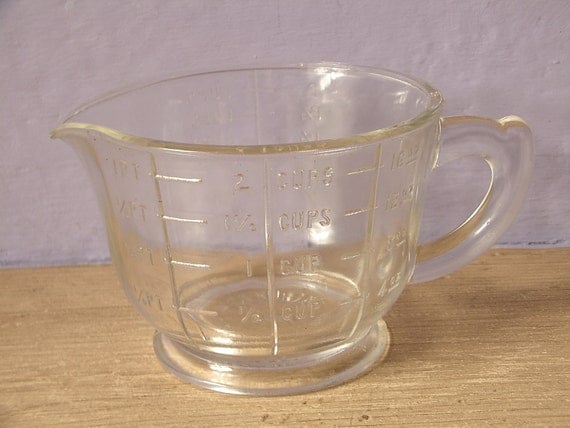 kitchen, cup, cup measuring vintage measuring baking mixing vintage cooking glass glass 1940's