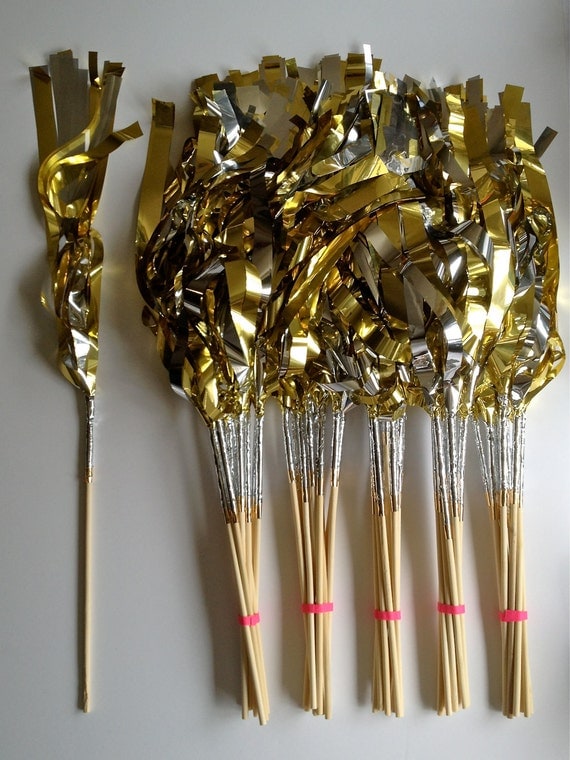 Wands of Wonder, set of 10, Tissue Tassel Mylar