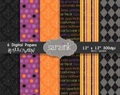 Halloween Digital Papers Instant Download - Graphic Scrapbook Papers for Personal and Commercial Use