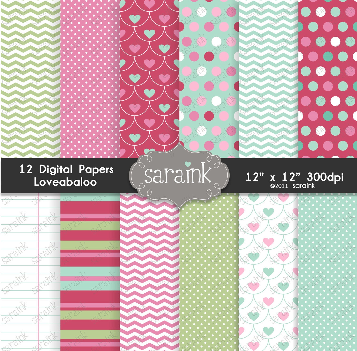 Loveabaloo Digital Papers Download - Heart and Valentine Backgrounds for Personal and Commercial Use