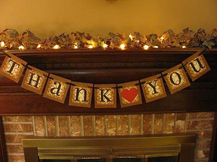Wedding Banner Thank You with Red Heart Garland  Word Sign Photo Prop Can Custom Colors or Design