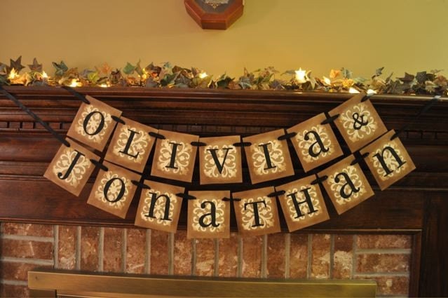 Wedding Banner Custom Personalized Couple's Names Garland Shower Engagement Gift Photo Prop Word Sign