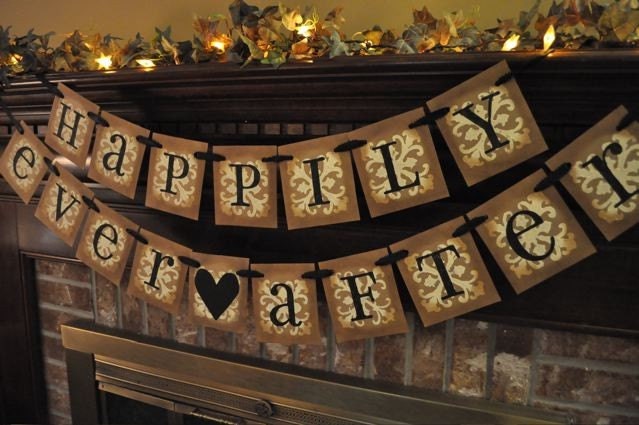 Wedding Banner Shower Bridal Happily Ever After Anniversary Garland Hanging Sign Photo Prop (W47)