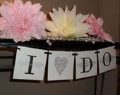I DO wedding banner sign photo prop - Black, silver, & white or CUSTOM colors Il_170x135