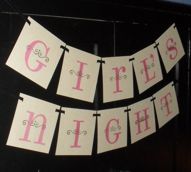 Girl's Night, Bachelorette party banner sign in pink, black, silver or custom Il_170x135