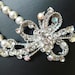 Bridal Pearl Necklace - Double Strand Pearl Necklace - Rhinestone Brooch Pendant - Vintage Inspired Ribbon - Joelle