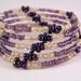 Memory Wire Bracelet, creamy ivory and purple/lilac glass beads