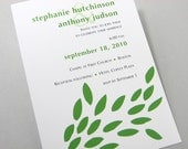 Custom Wedding Invitation Bold Modern Green Leafy Branch