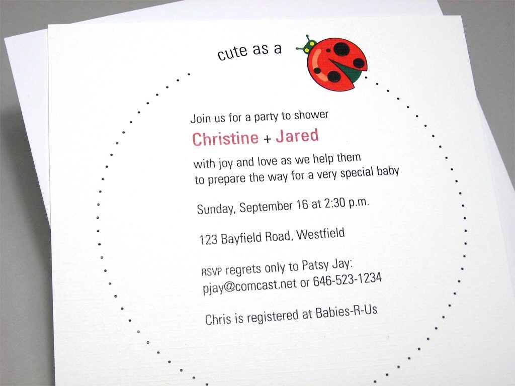 Baby Shower Invitation Custom Adoption Modern Red Ladybug Cute ...