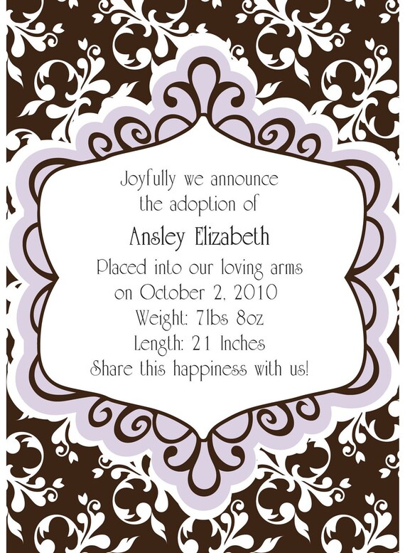 Lavender & Brown Damask - Bridal Shower, Bachelorette Party, Baby Shower, Birthday Party Invitation Il_570xn