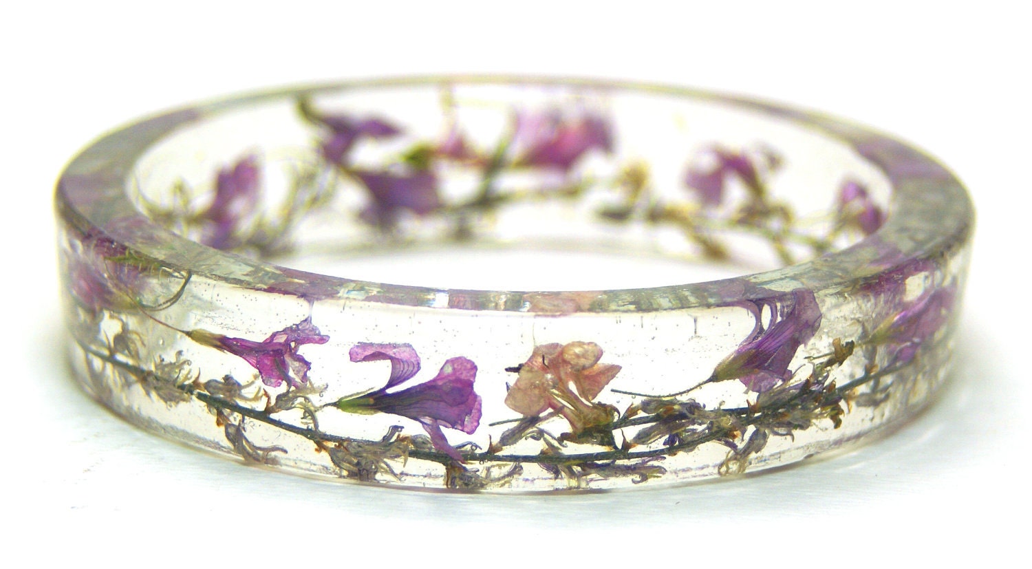 Pink Flower Bracelet- Flower Jewelry- Flower Bracelet Pink Flowers- Purple Bracelet-Pink Jewelry- -Resin Jewelry- Real Dried Flowers