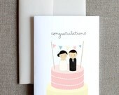 Wooden Peg Doll Wedding Card (Set of 4)