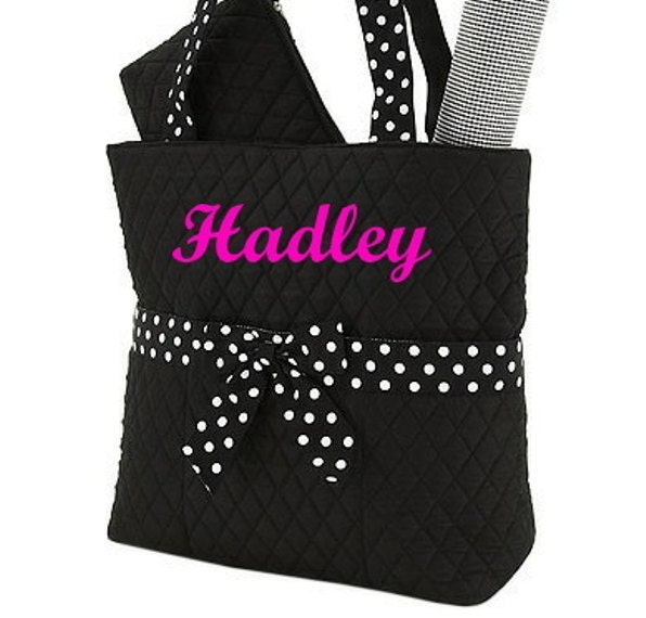 Diaper Bag Personalized Quilted Black White 3pc Set
