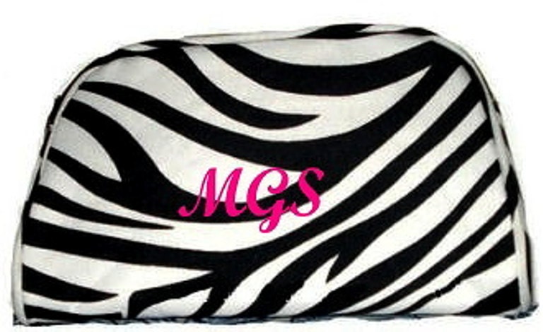 Personalized Zebra Cosmetic Bag Monogrammed
