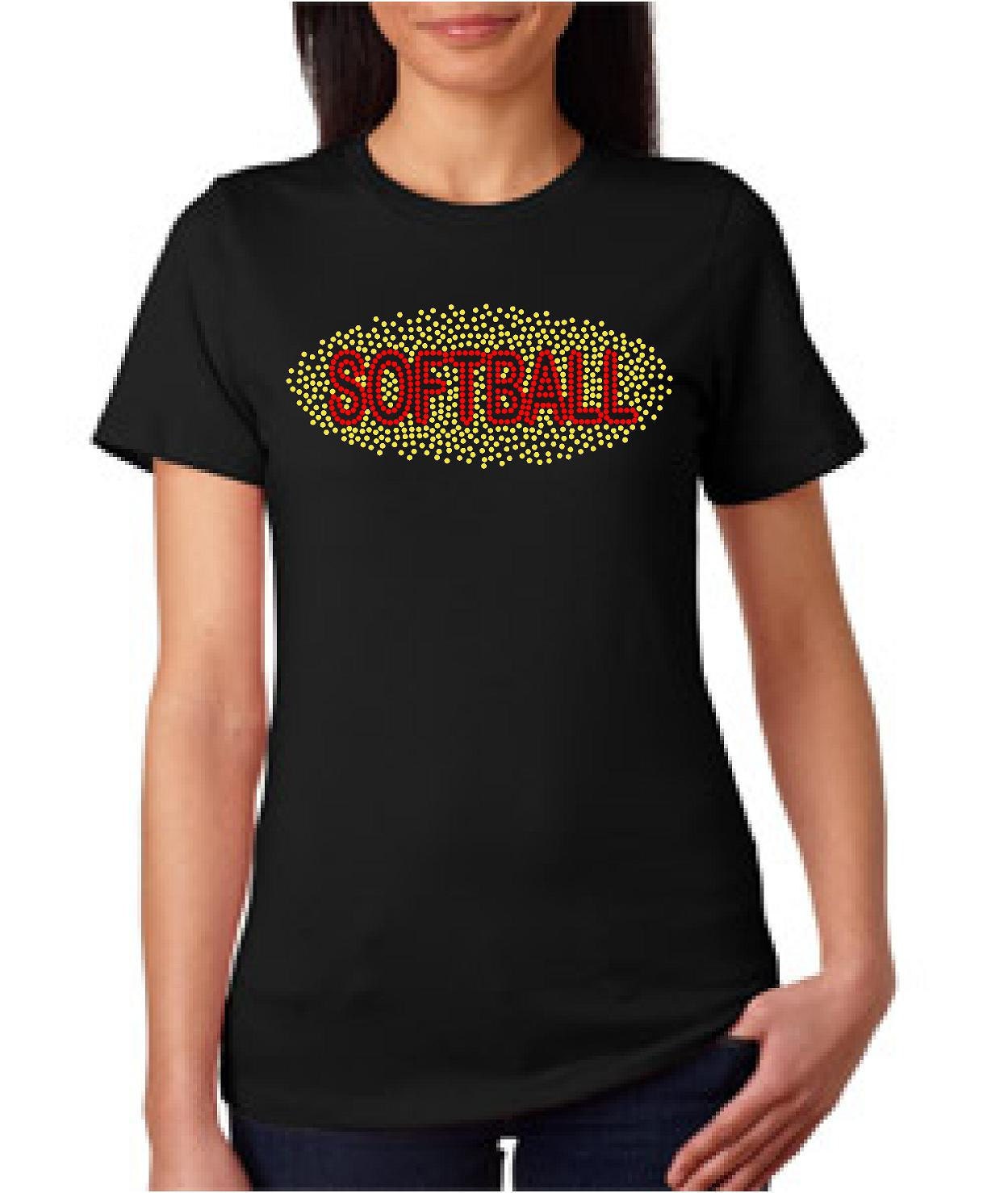 Rhinestone SOFTBALL Tshirt - MEGA Bling SOFTBALL...tee shirt cheer gymnastics sports