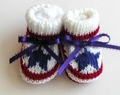 Red White and Blue Patriotic Cute Baby Booties