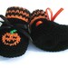 Baby Pumpkin Halloween hand knit booties Newborn