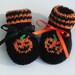 Baby Pumpkin Halloween hand knit booties Newborn